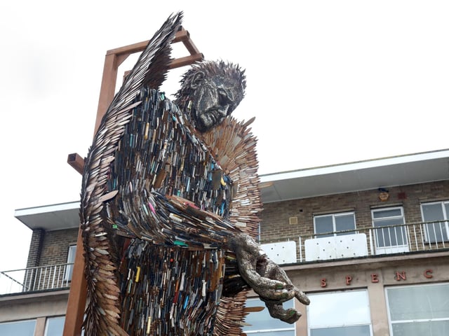 The 27ft Knife Angel towers above Corporation Street