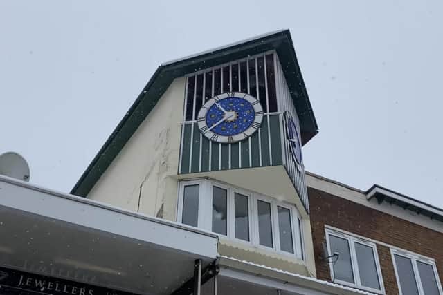 The clock in Corby town centre