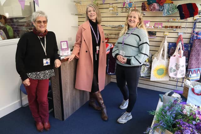 Jan Kihiko, Katherine Birch, and Mel Drage in the new reception area of Kettering Women's Centre/National World