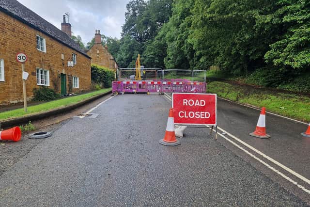 The A6003 at Rockingham now won't reopen today. Image: Rockingham Village Facebook Page