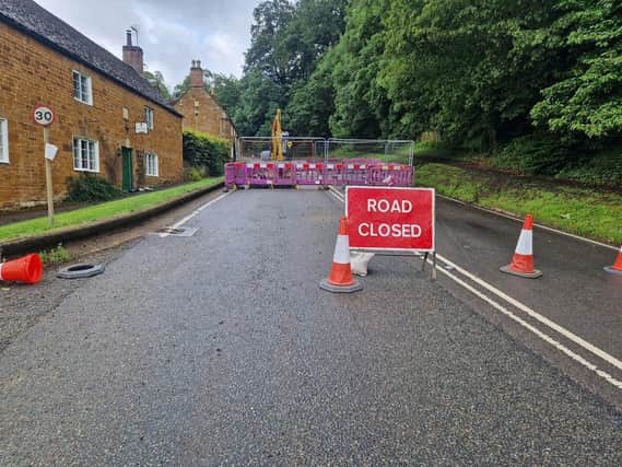 The A6003 at Rockingham now won't reopen today. Image: Rockingham Village Facebook Page