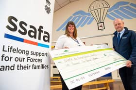 Gayle from SSAFA with Dean from David Wilson Homes