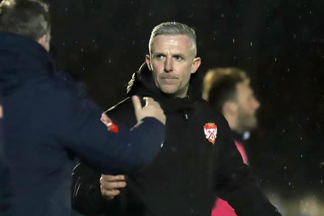There wasn't much for Kettering Town boss Richard Lavery to smile about after his side's 3-1 defeat at Bedford Town on Friday night (Picture: Peter Short)