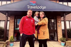 Frank Muir, Natalie Wilson and their four-year-old daughter from Corby are living in a Travelodge twenty miles from home because they've been left with no other option.