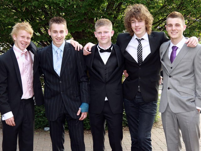 Jori Mann, Dalton Manton-Raynolds, John Maloney, Sam Loak and Sam Curran from Rushden Community College at Castle Theatre for Year 11 prom 2010