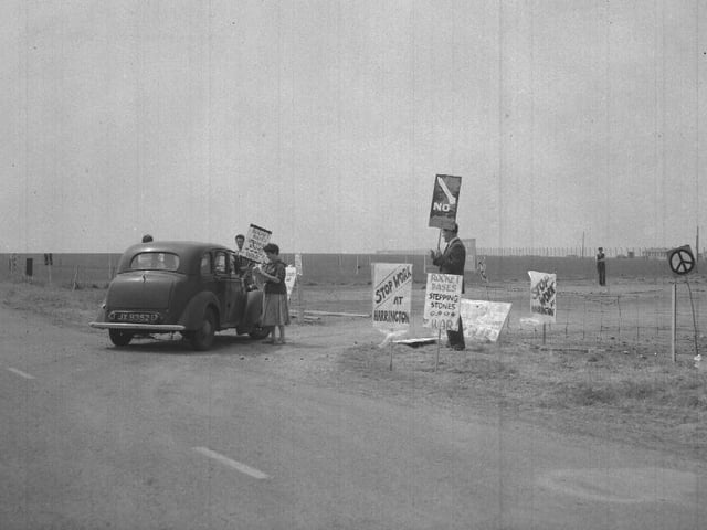 A rocket missile protest at Harrington air base