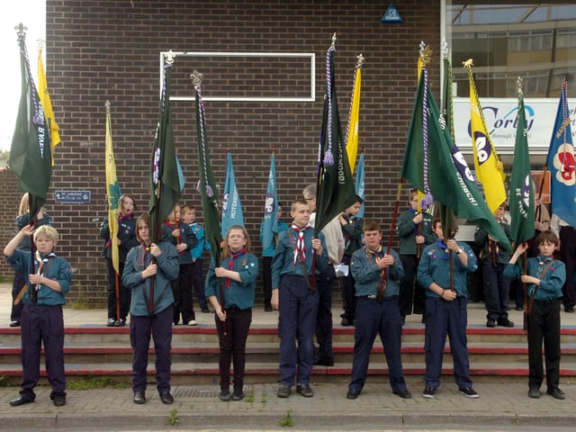 Corby  Scouts St Georges Day Parade outside the old Willows Arts Centre  2009
