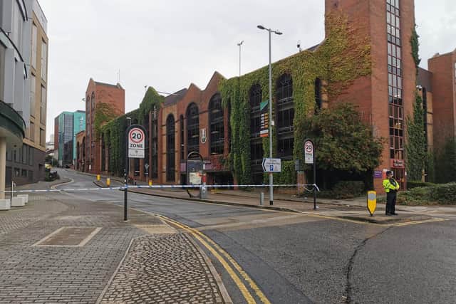 The cordon set up in Northampton town centre.