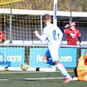 Eddie Panter slots home Kettering Town's opener at AFC Sudbury on Saturday (Picture: Peter Short)