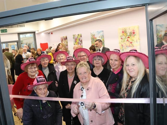 Kettering General Hospital, Crazy Hats Lounge and courtyard garden opened - Glennis Hooper founder of Crazy Hats charity with members at KGH /National World