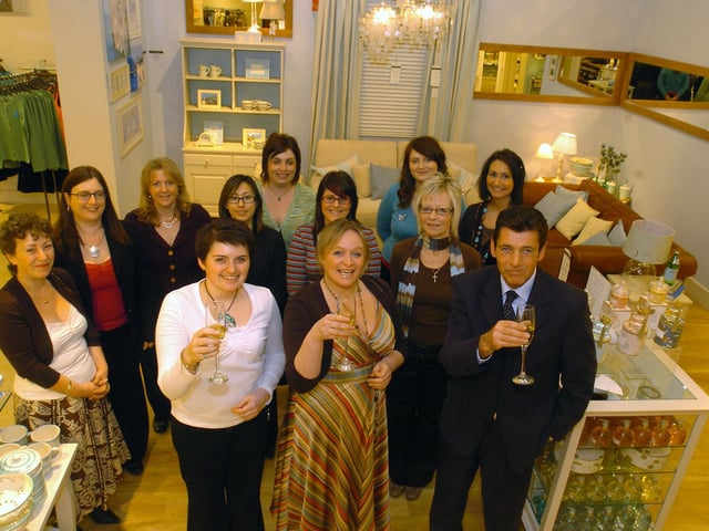 Kettering, Laura Ashley new store opens off Pytchley Rd. Natalie Bray (assistant manager),in front l-r Nicola Jones (store manager), Ralph Hoy (deputy manager) - January 2007