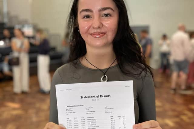 High achiever Iris Stroh with her A level results