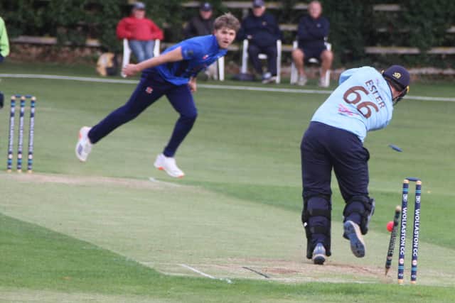 Loddington skipper James Esler is bowled during his side's NCL Division One defeat at Wollaston (Picture: Finbarr Carroll)