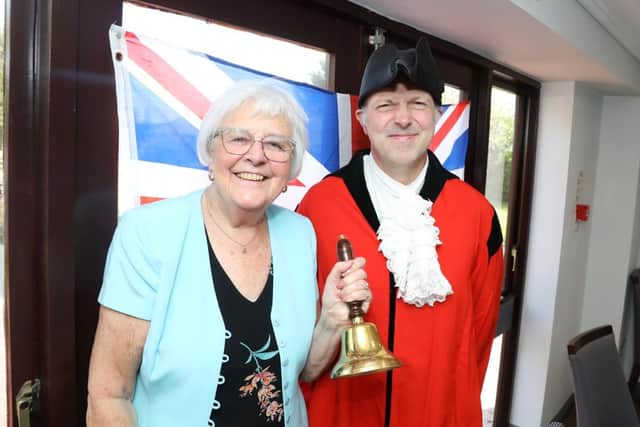 Get Set Goers Chairman Val Moore with Corby Town Crier Anthony Dady