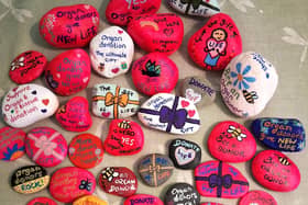 Some of the organ donation messaged rocks being hidden around the north of the county