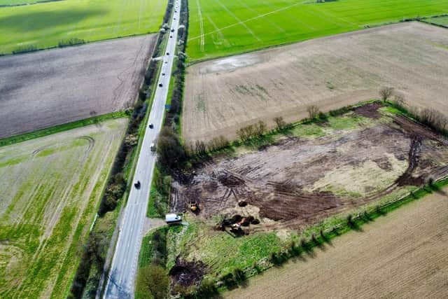 A drone view of the field off the A605. Image: Reader submission.