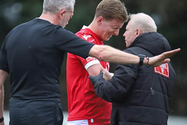 Danny Draper suffered an arm injury during Wellingborough Town's 1-1 draw at Coleshill Town on Saturday (Picture: Peter Short)