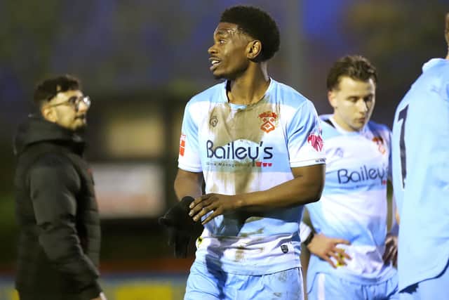 New signing Nathan Jeche netted in stoppage time to seal Saturday's 3-1 win at Needham Market (Picture: Peter Short)