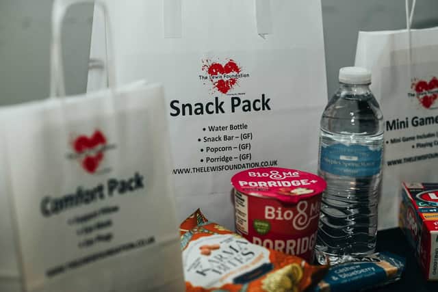 A selection of the gift packs provided by The Lewis Foundation.