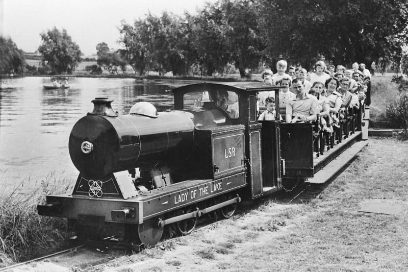 Lady of the Lake train passes the lake in the 1950s  Wicksteed Park/National World