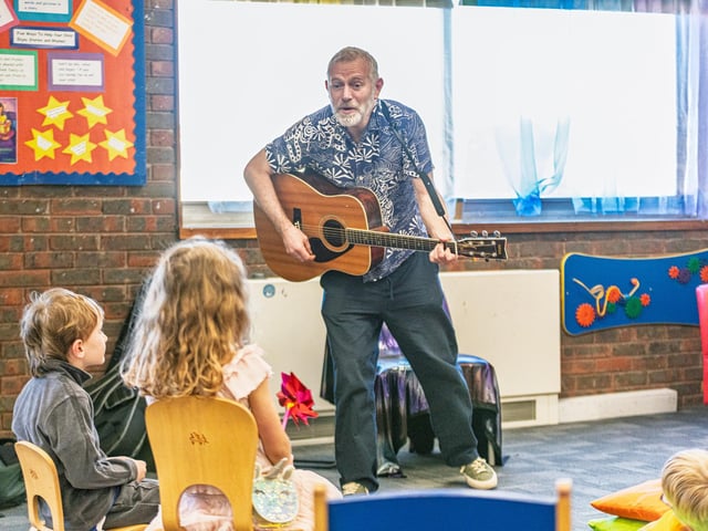 Mike Payton brought folk tales to life for audience members at Wellingborough Library