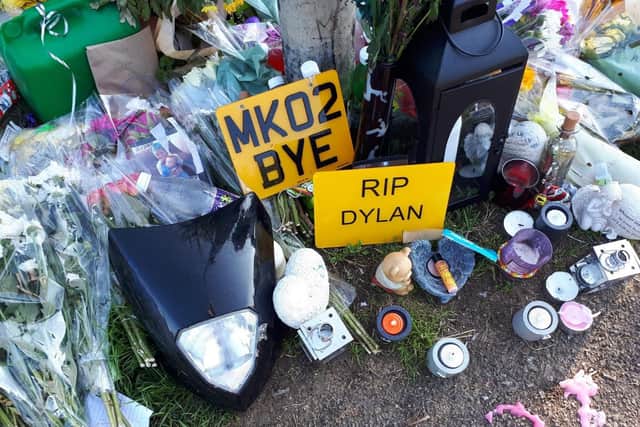 Floral tributes to Dylan were placed at the spot where he was killed