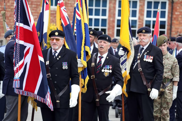 Standard bearers at  Rushden Armed Forces Day Parade