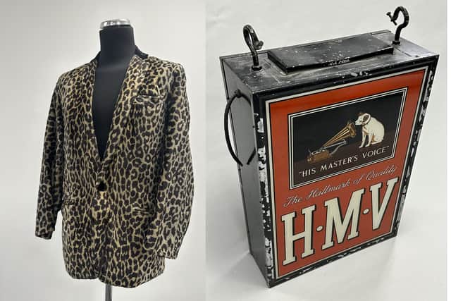 Screaming Lord Sutch's leopard skin jacket and the retro HMV sign