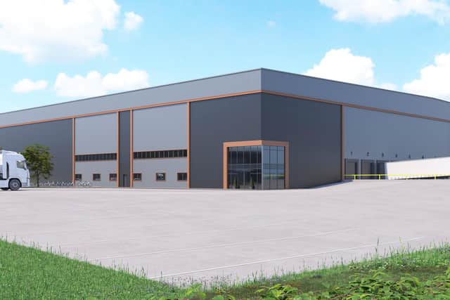 A CGI of Saxon 129, a new warehouse/logistics unit at Saxon Park in Corby.