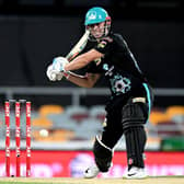 Chris Lynn in action for Brisbane Heat during a Big Bash clash against Adelaide Strikers in January