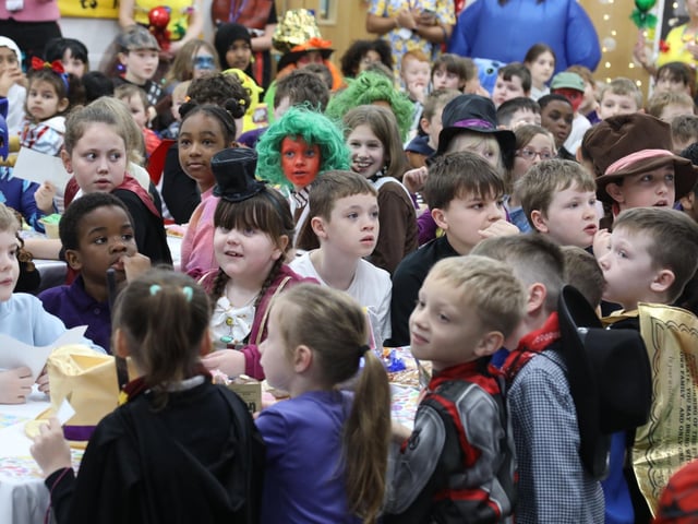 Golden ticket winners at Corby Kingswood Primary Academy:Corby children get Willy Wonka's golden tickets