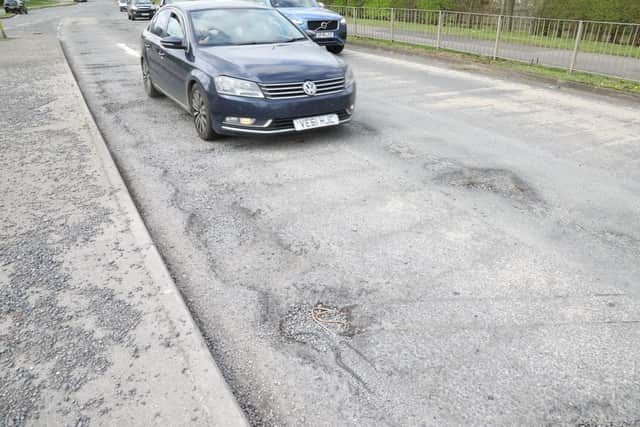 Potholes in Glendon Road Kettering close to the A43 'hamburger' roundabout