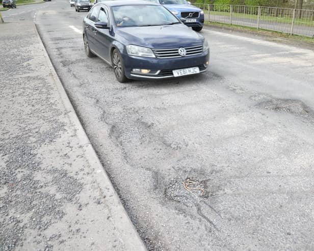 Potholes in Glendon Road Kettering close to the A43 'hamburger' roundabout
