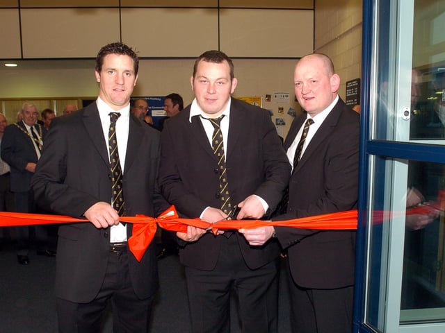 The opening of sports facilities in December 2006, with Saints players Dave Quinlan and Steve Thompson and manager Lenny Newman