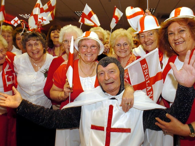 Corby Get Set Goers St George's Day: George (alias Brian Joiner) with members of the group April 2008