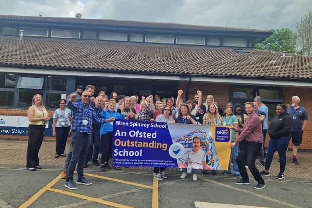 Wren Spinney School staff celebrate the result