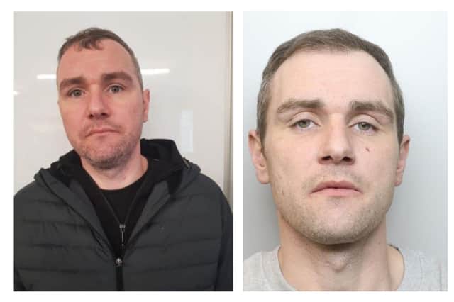 The image of Shaun Alexander on the left has been issued by police today. The one on the right is his previous mugshot.