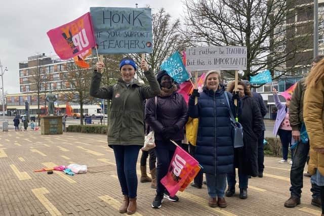 Teachers from across Northamptonshire hold strike outside Corby Cube (March 16, 2023)
