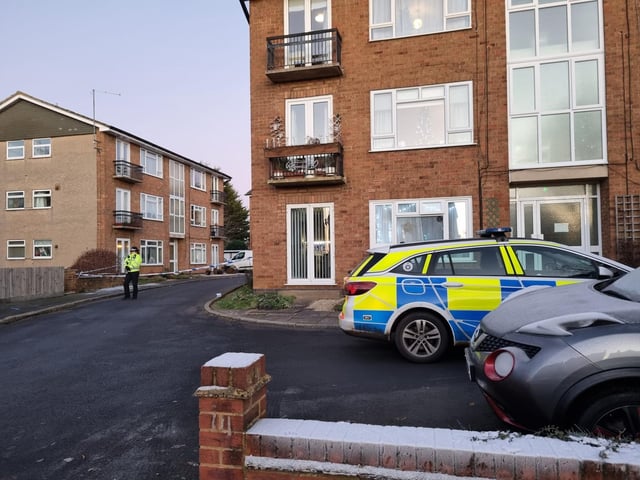 An officer in Petherton Court, Kettering