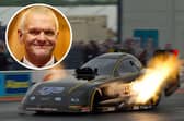 John Spuffard driving Showtime in 2013 and John Spuffard, inset