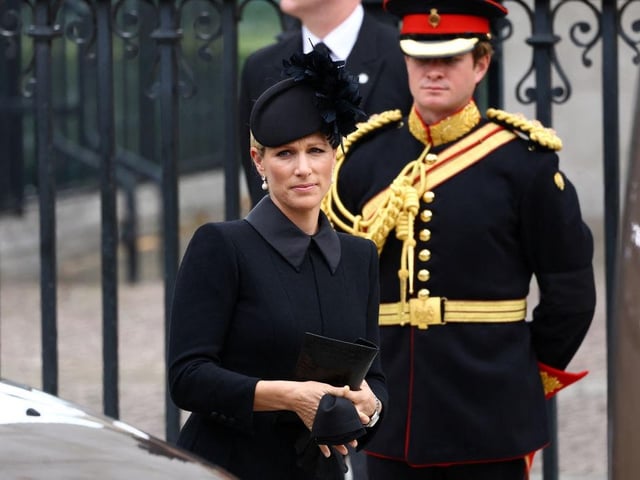 The Queen's grandaughter Zara Tindall arrives for the State Funeral at Westminster Abbey