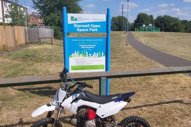 This off-road bike has been seized by police in Wellingborough (Credit: Wellingborough and East Northamptonshire Neighbourhood Policing Team)