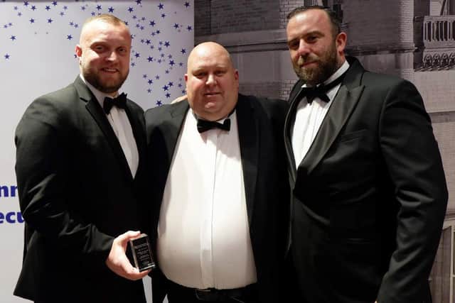 From L-R Steven Cross from SGC, Darren Barber from KGH, and Aaron Wigg from SGC receiving their award at the NAHS national conference