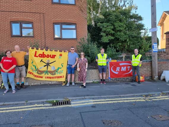The picket line in Kettering yesterday. Credit: Lynsey Tod