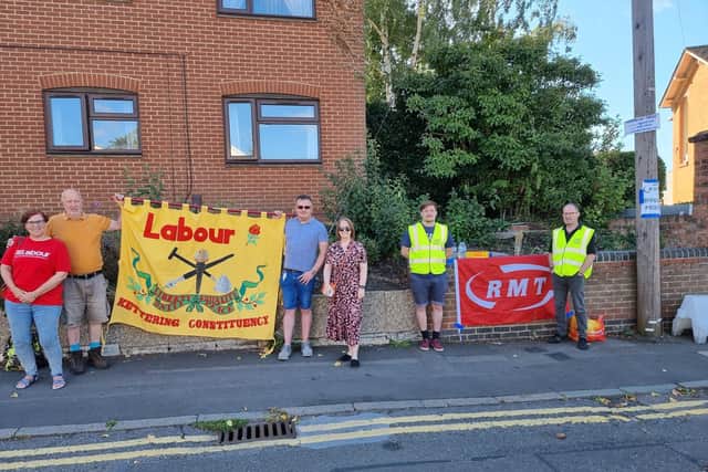 The picket line in Kettering yesterday. Credit: Lynsey Tod