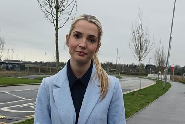 Kettering Labour MP Rosie Wrighting in Hanwood Park. Credit: Office of Rosie Wrighting MP