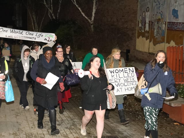 Reclaim the night march against domestic violence Kettering:women's march Kettering