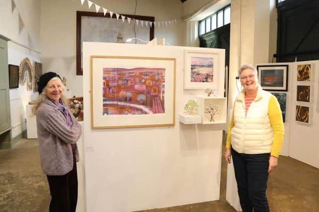L-r Carry Akroyd and Louise Crookenden Johnson two of the artists showing at the Northants Open Studios exhibition at Lamport Hall