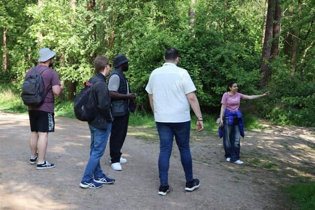 University of Northampton students conduct a location recce at Irchester Country Park.