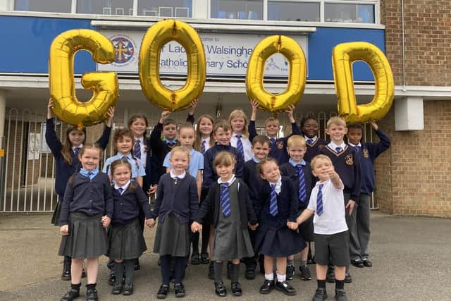 Children at Our Lady of Walsingham in Corby are celebrating another good Ofsted report. Image: Our Lady of Walsingham Catholic Primary School.
